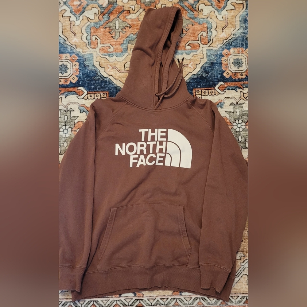 The North Face Hoodie Womens Large Brown Logo Pullover Sweatshirt